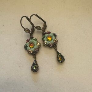 Michal Negrin Floral Earrings with Multicolor Crystals
